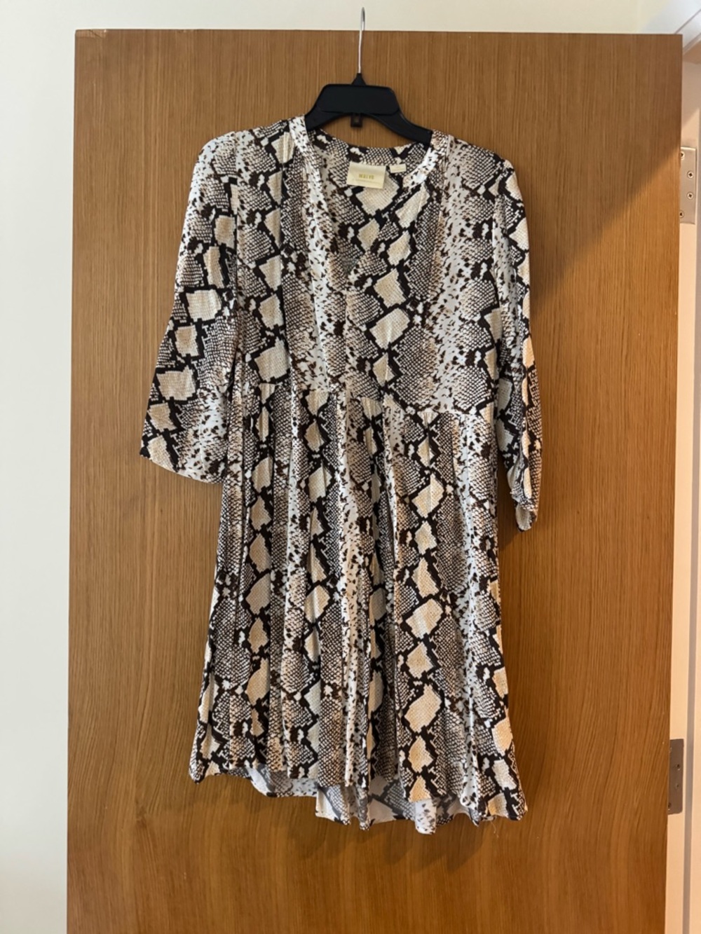 Maeve Snake Print Mini Dress - Black and Cream